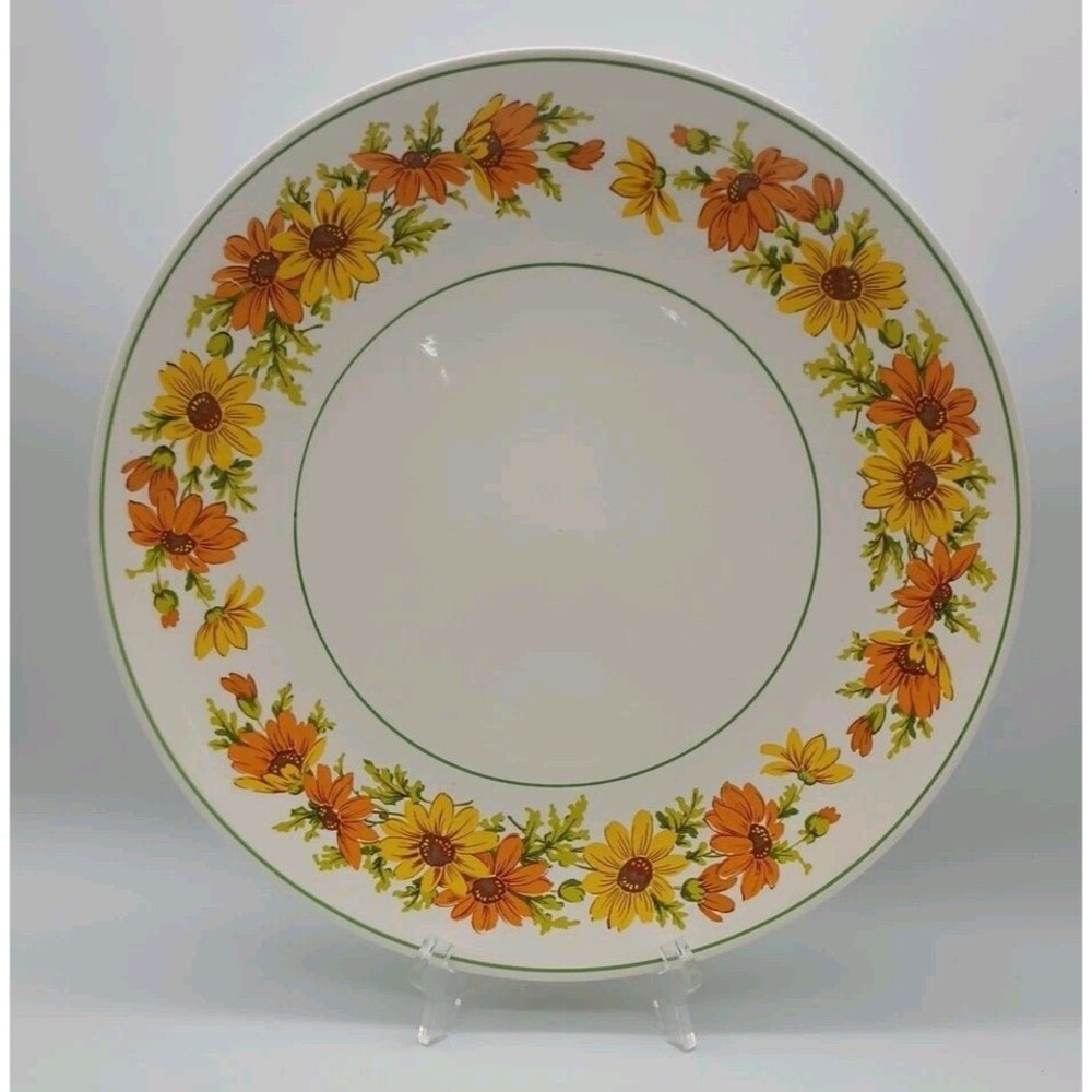 Taylor Smith And Taylor Springdale Daisy Platter Round Yellow Orange MCM 12.25"